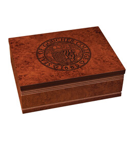 Campus Crystal Rosewood Finished Bureau Box "Goucher Seal"