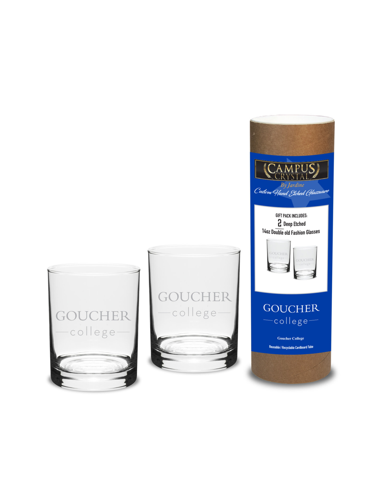 Campus Crystal 14oz Double Old Fashion Glass Set