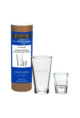 Campus Crystal 16oz Pint Glass with Classic Shot Glass Set "Goucher College"