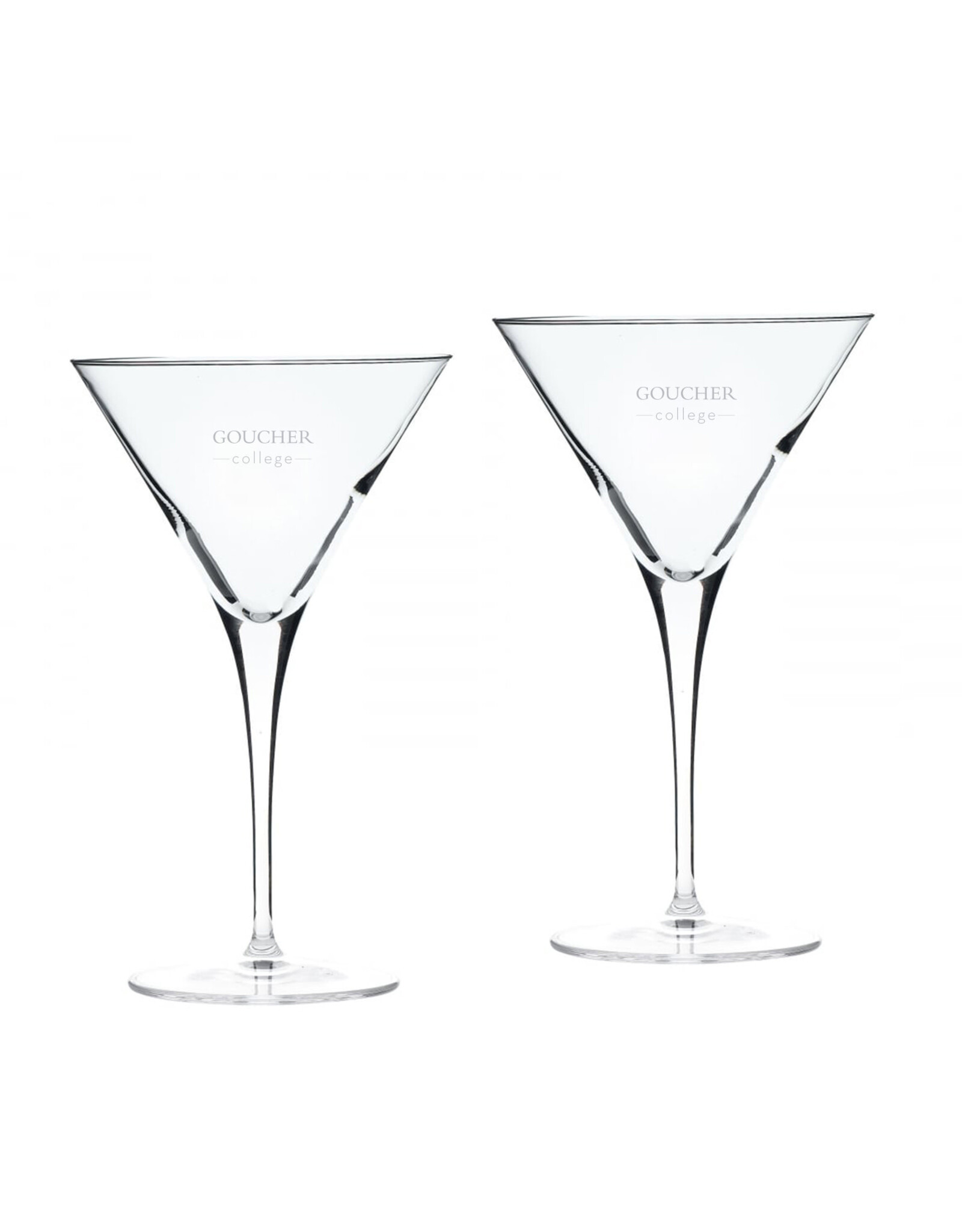 Campus Crystal 10oz Titanium Martini Glass "Goucher College" 2-Pack