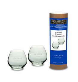 Campus Crystal 14.9oz British Stemless Gin Glass "Goucher College" 2-Pack