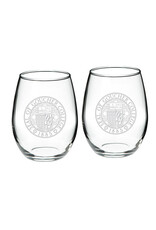 Campus Crystal 21oz Stemless Wine Glass "Goucher Seal" - Set of 2