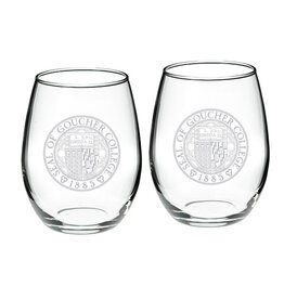 Campus Crystal 21oz Stemless Wine Glass "Goucher Seal" - Set of 2