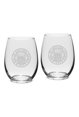 Campus Crystal 15oz Stemless Wine Glass "Goucher Seal" - Set of 2