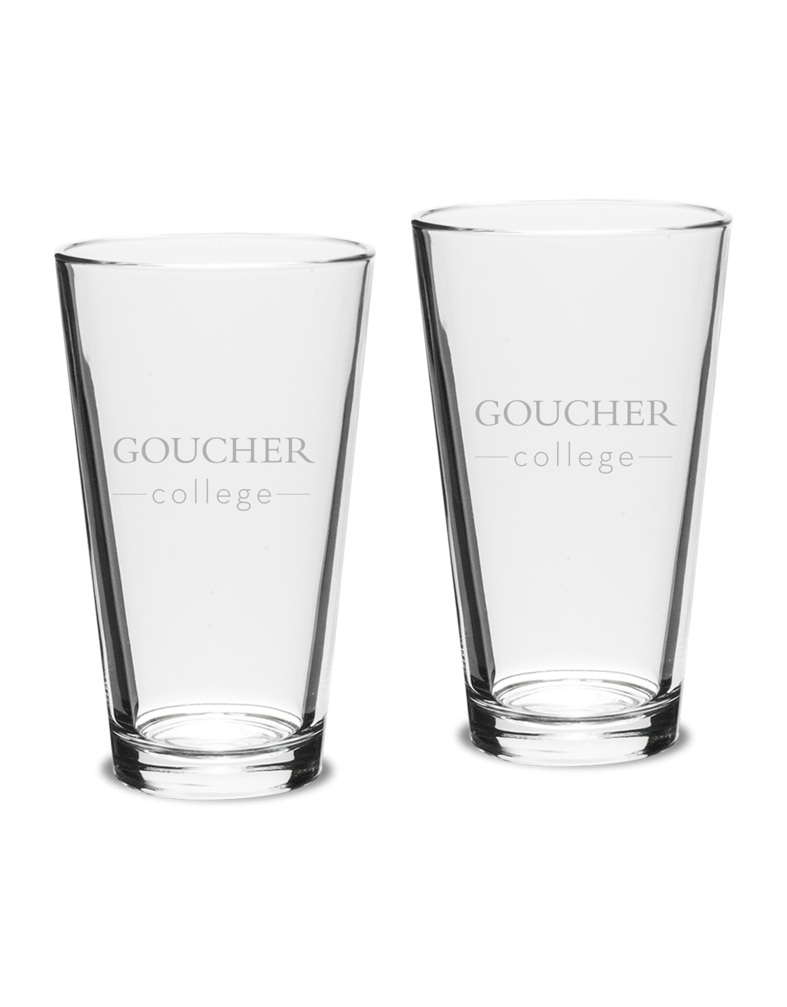 Campus Crystal Crystal Etched Pub Glass "Goucher College" - Set of 2