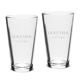 Campus Crystal Crystal Etched Pub Glass "Goucher College" - Set of 2