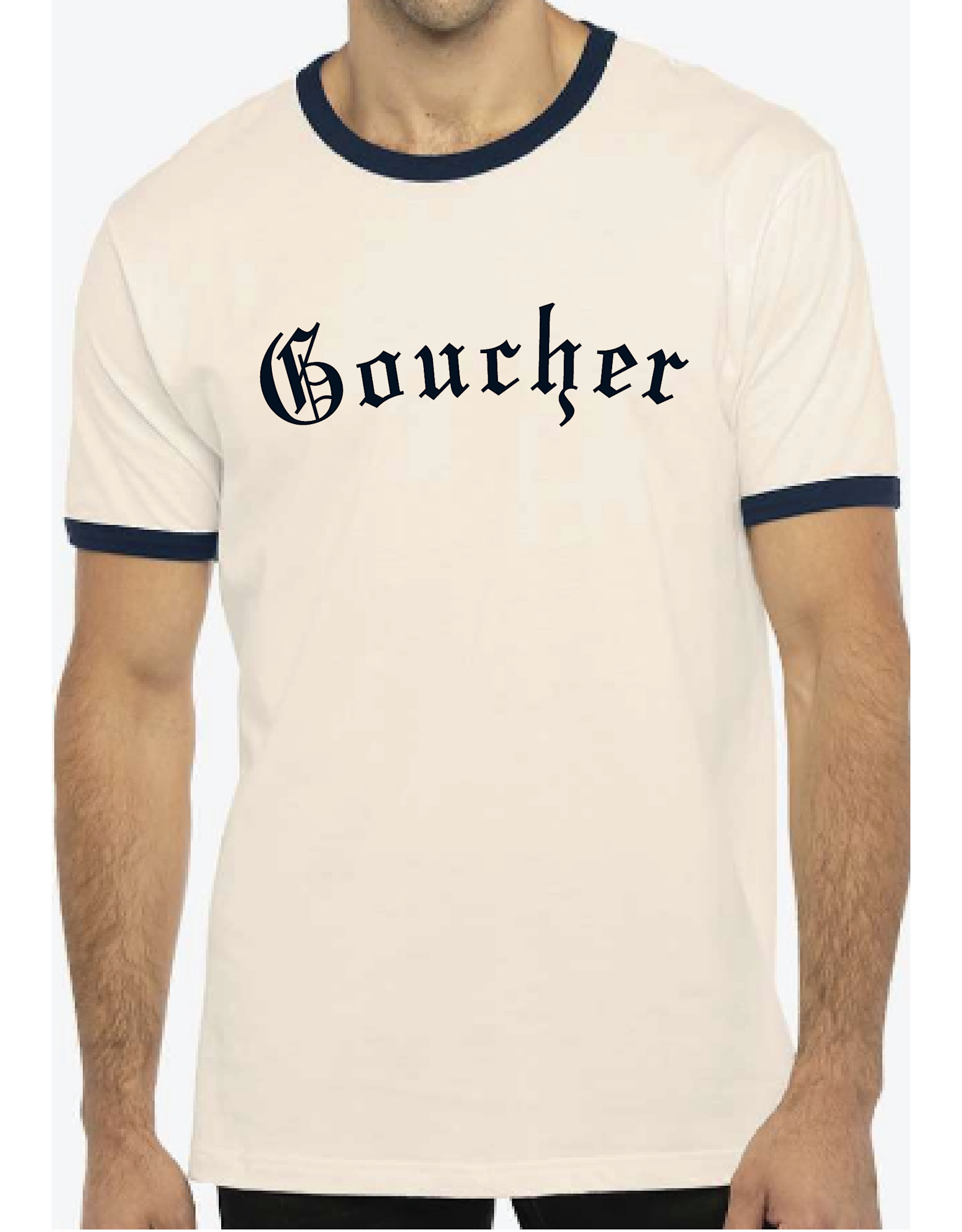 Next Level Cotton Ringer T-Shirt "Retro Old English Goucher"