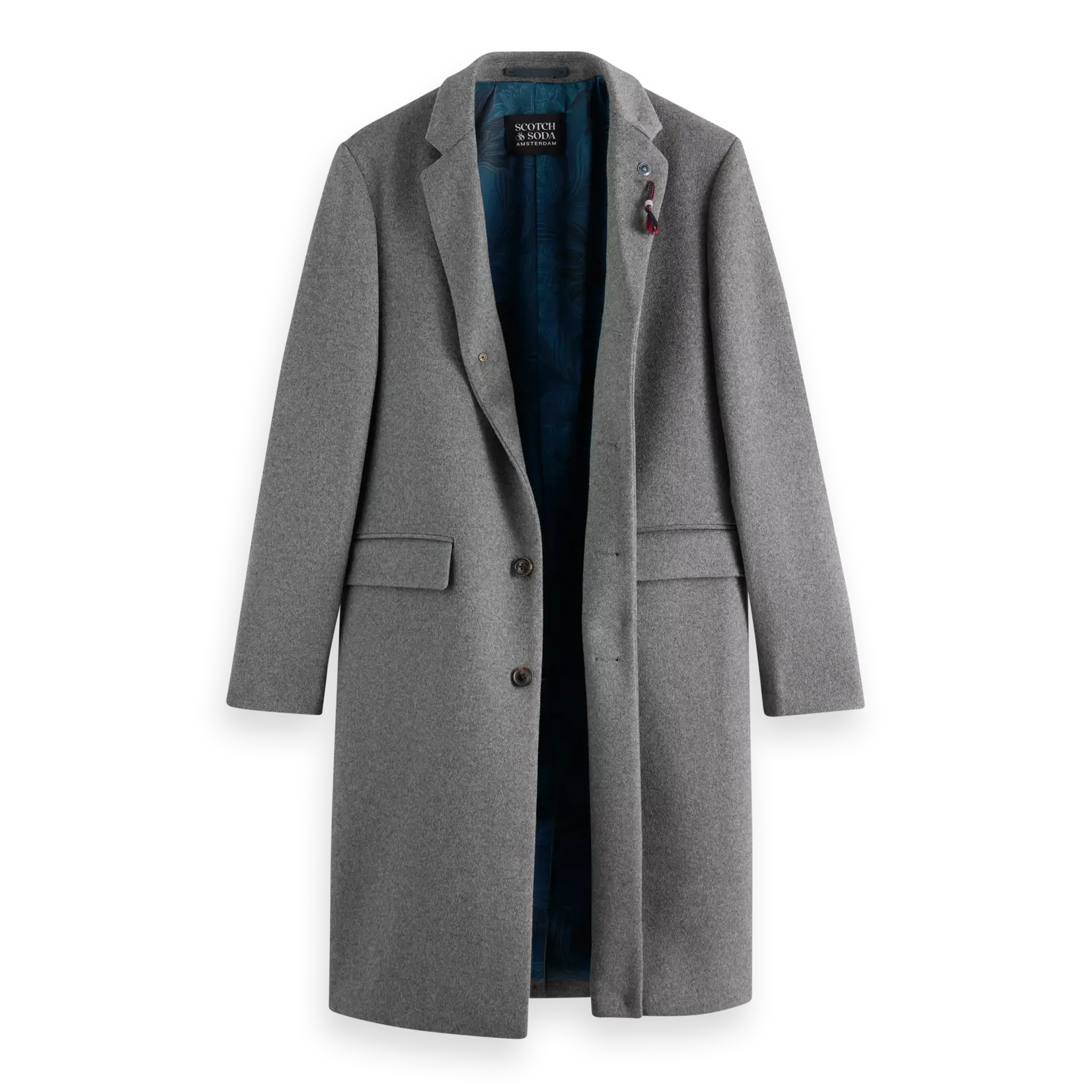 Scotch & Soda Grey Melange wool blend overcoat L