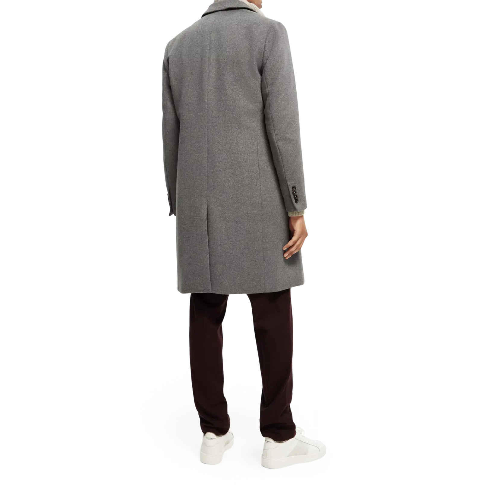 Scotch & Soda Grey Melange wool blend overcoat L