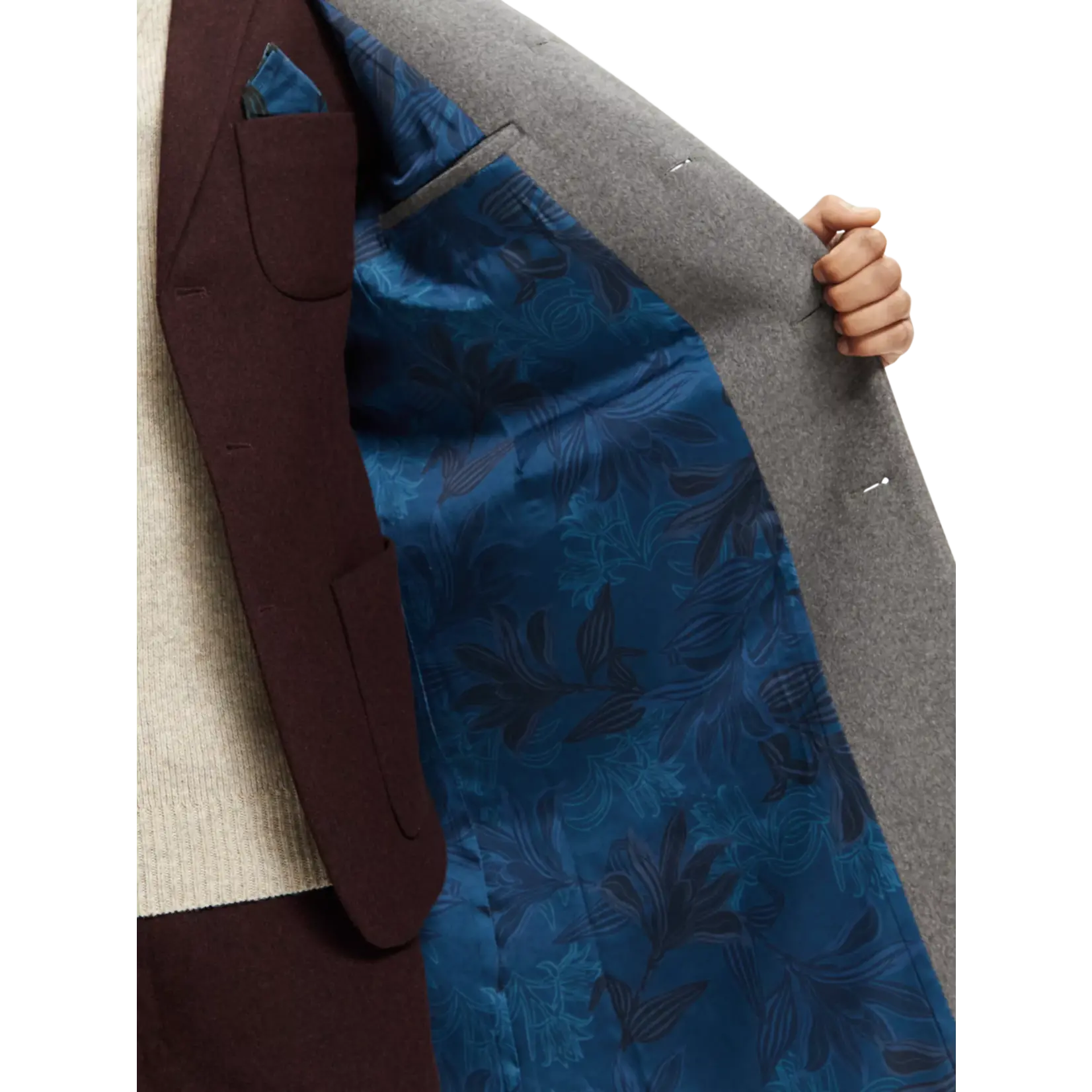 Scotch & Soda Grey Melange wool blend overcoat L