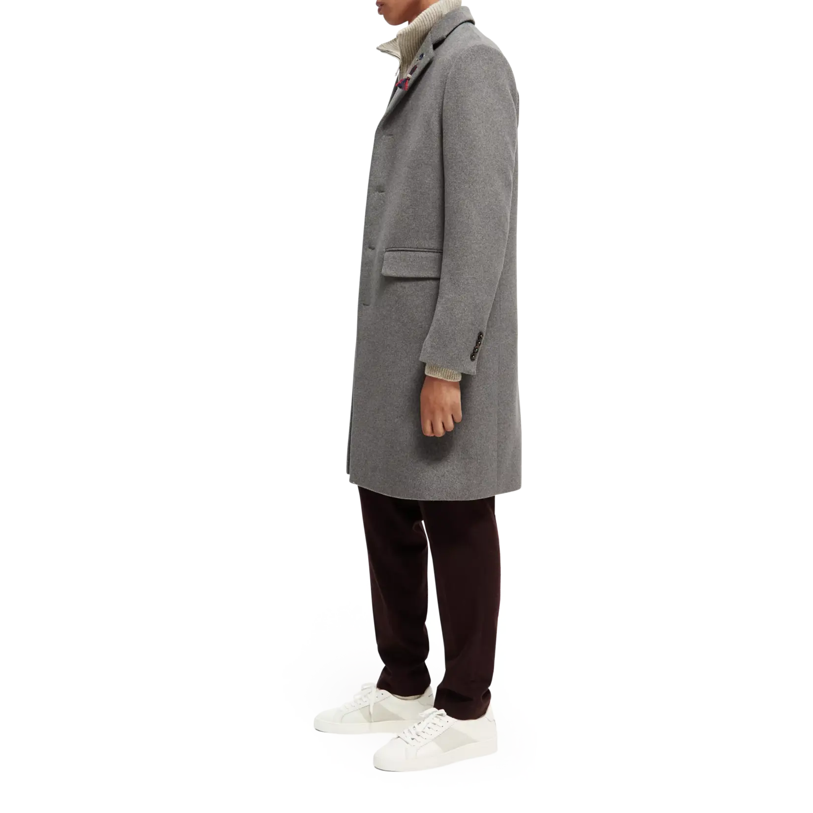 Scotch & Soda Grey Melange wool blend overcoat L