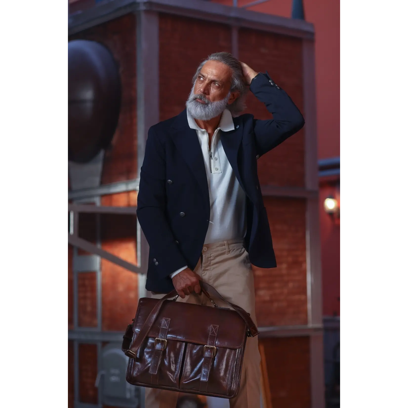 Time Resistance Full grain leather briefcase satchel- the time machine