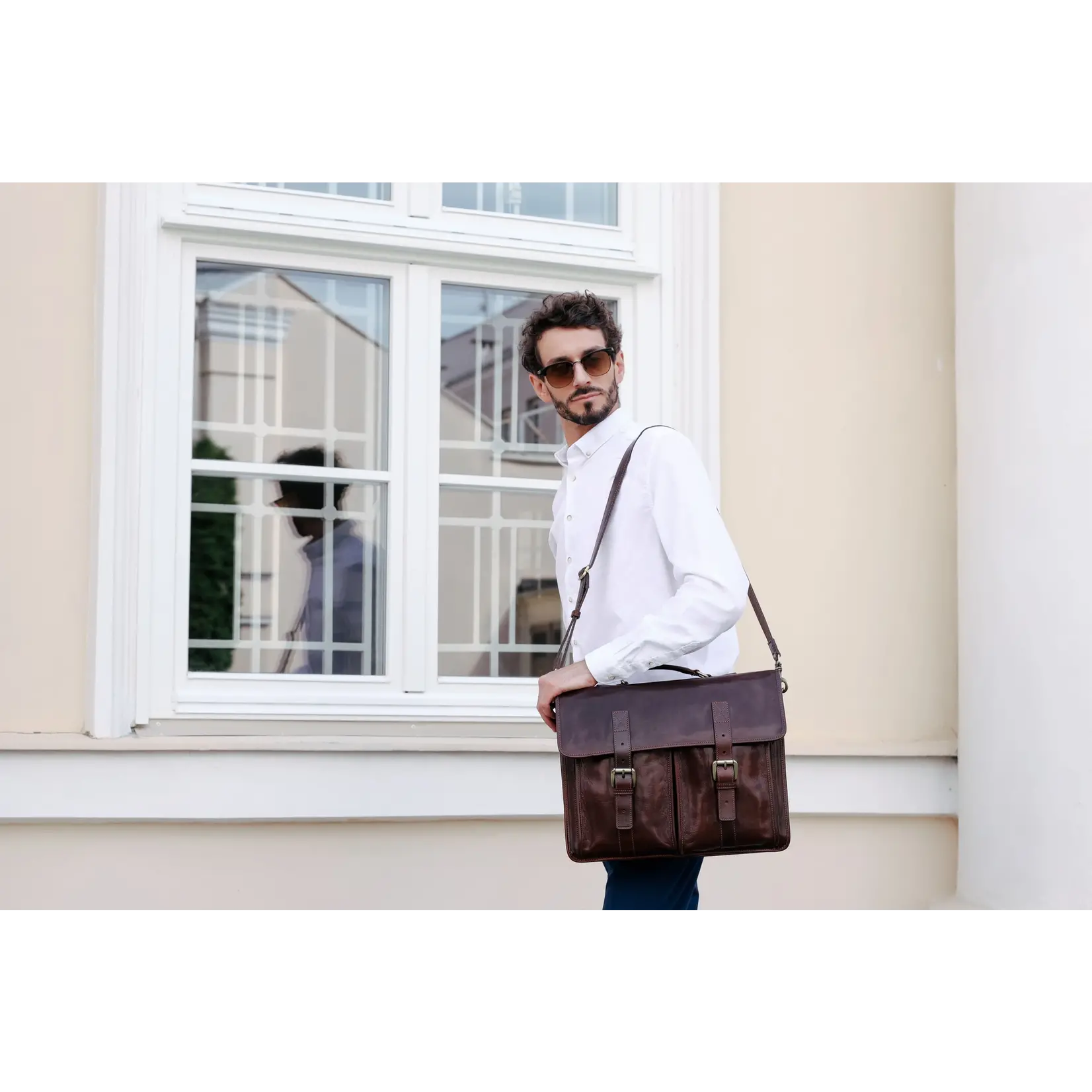 Time Resistance Full grain leather briefcase satchel- the time machine