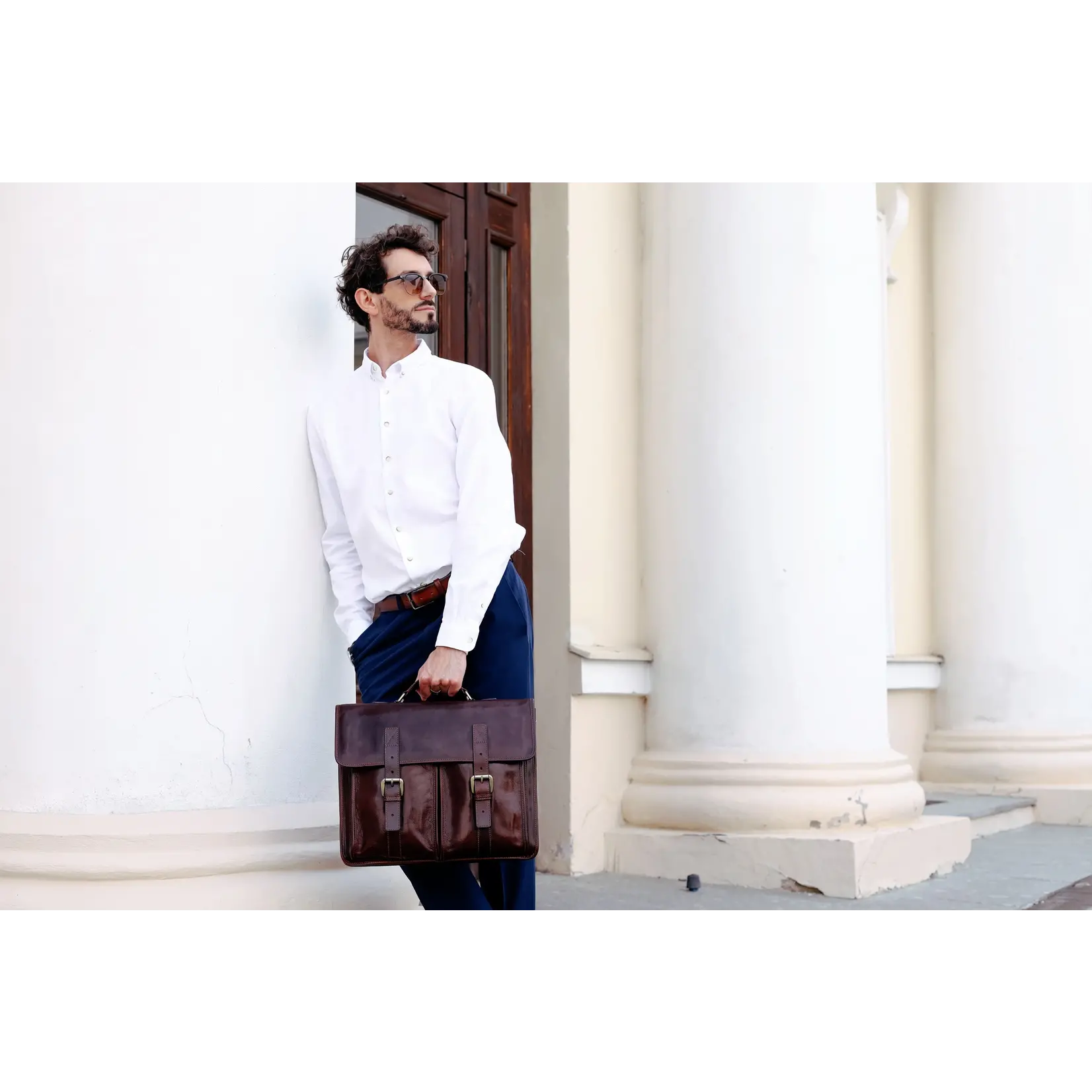 Time Resistance Full grain leather briefcase satchel- the time machine