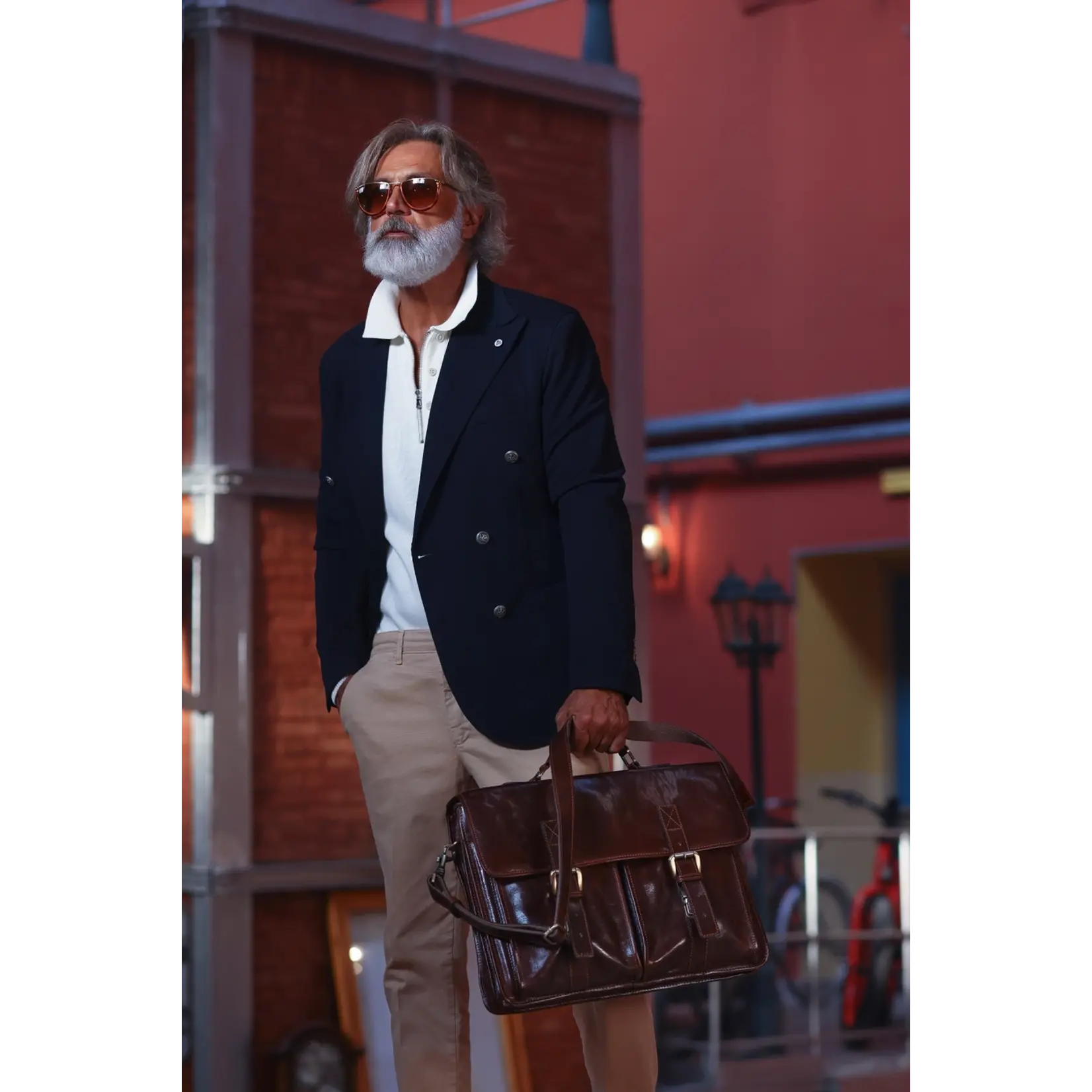 Time Resistance Full grain leather briefcase satchel- the time machine