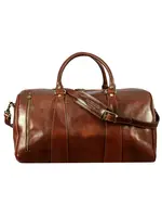 Time Resistance Brown Leather Duffle Bag, Wise Children Travel Bag