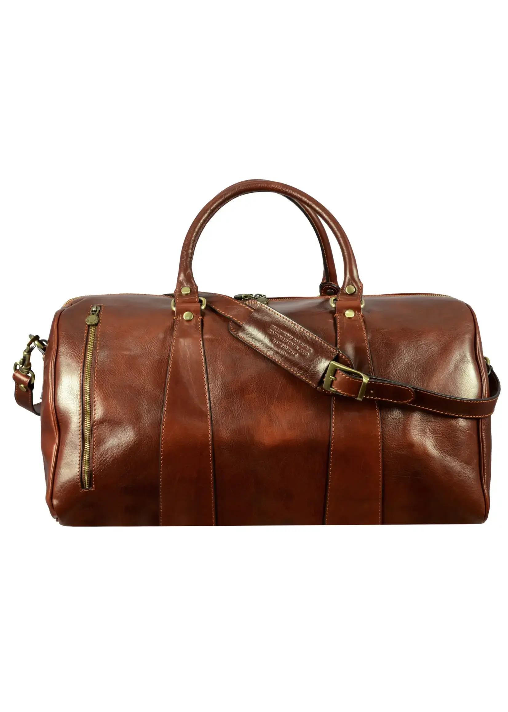 Time Resistance Brown Leather Duffle Bag, Wise Children Travel Bag
