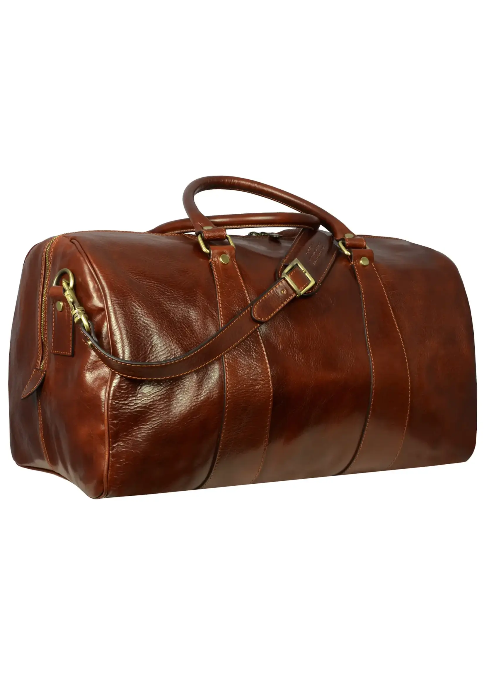 Time Resistance Brown Leather Duffle Bag, Wise Children Travel Bag