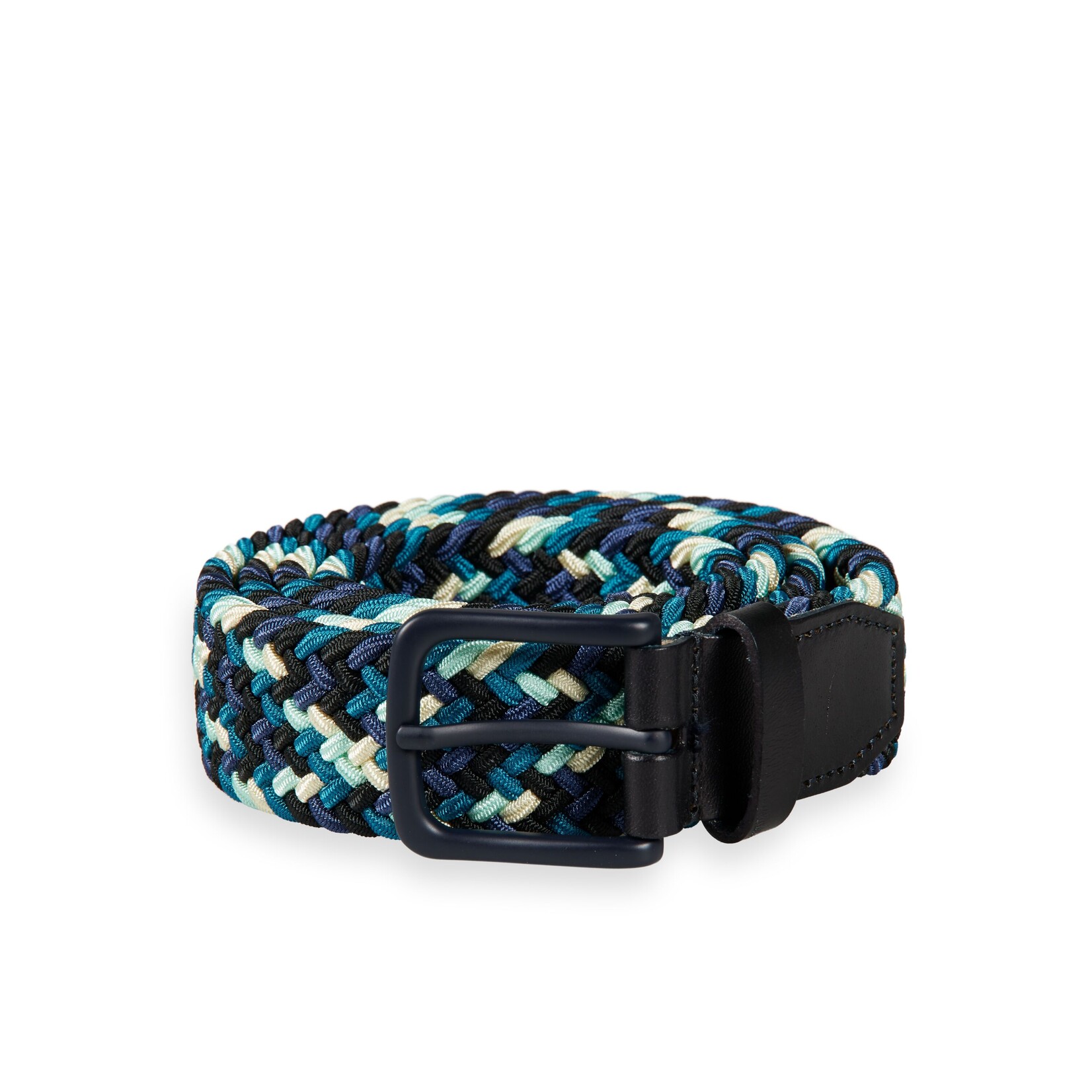 Scotch & Soda Blue Leather trimmed elastic belt XL