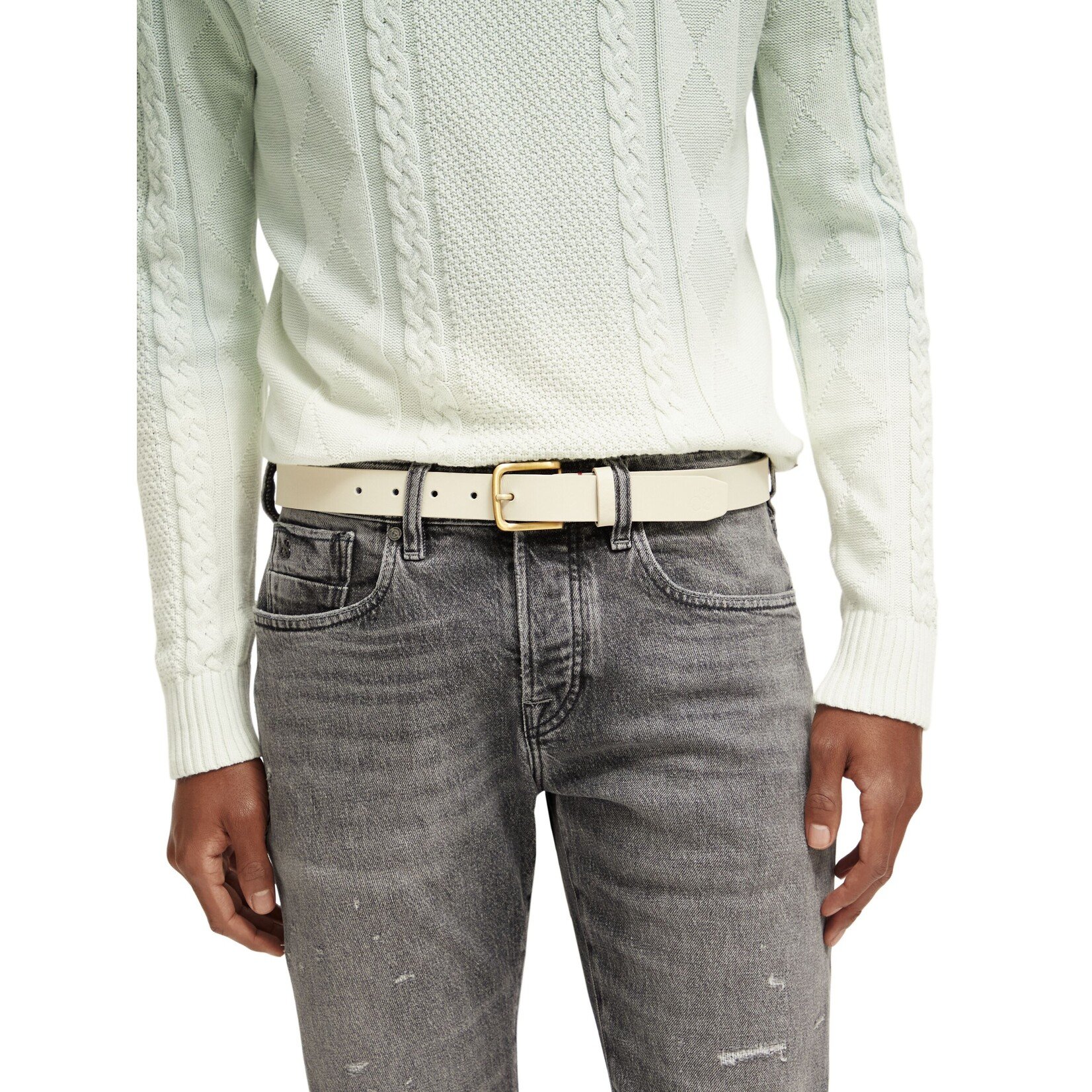Scotch & Soda Recycled Leather belt with inside print