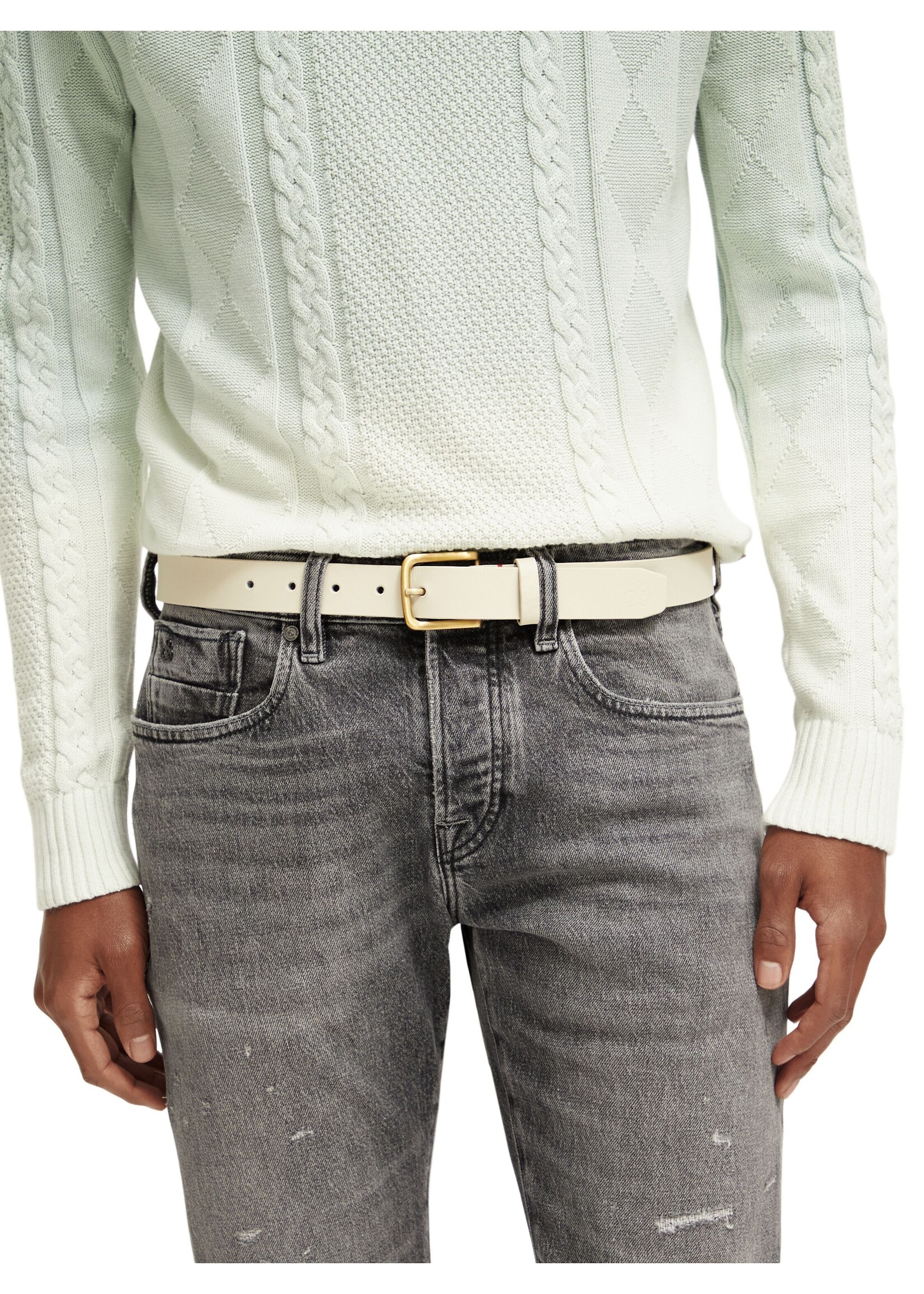 Scotch & Soda Recycled Leather belt with inside print