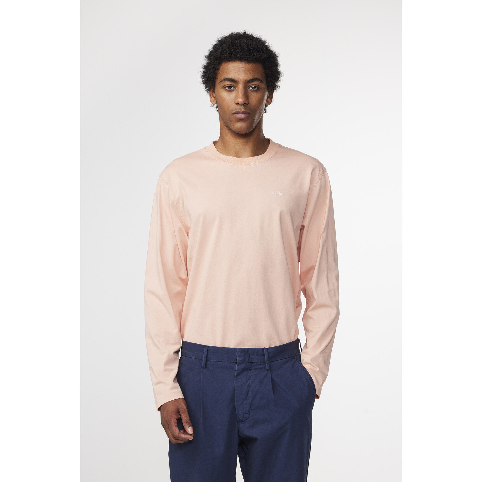 NN07 Adam LS EMB Tee 3209 Coral Pink