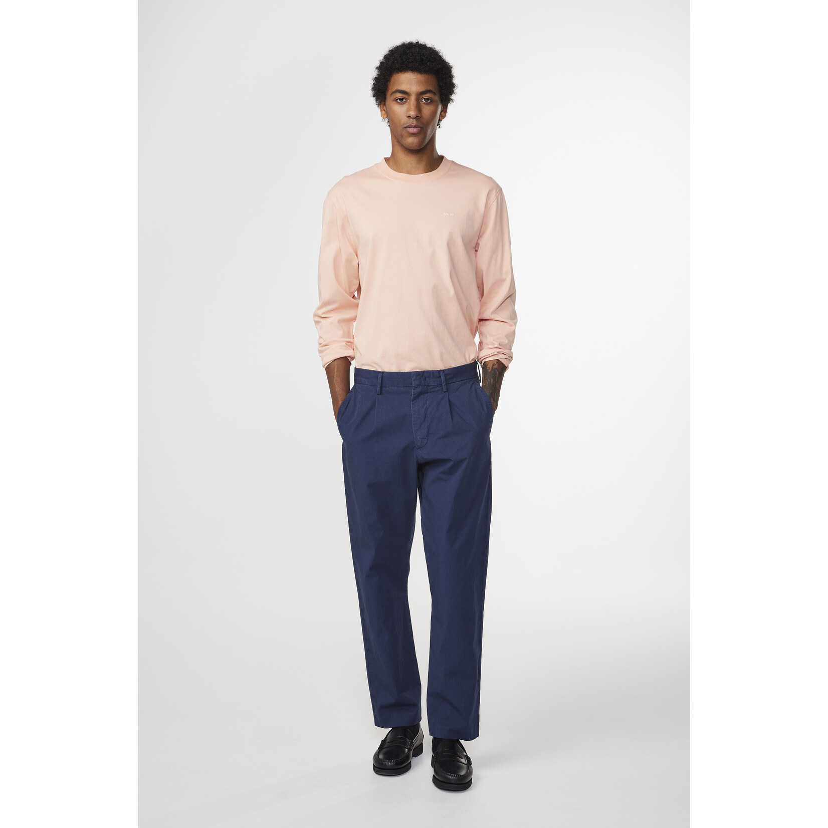 NN07 Adam LS EMB Tee 3209 Coral Pink