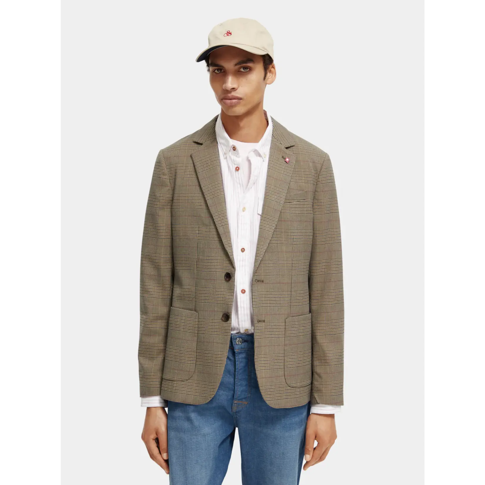 Scotch & Soda Single-breasted yarn-dyed checked blazer Taupe Check