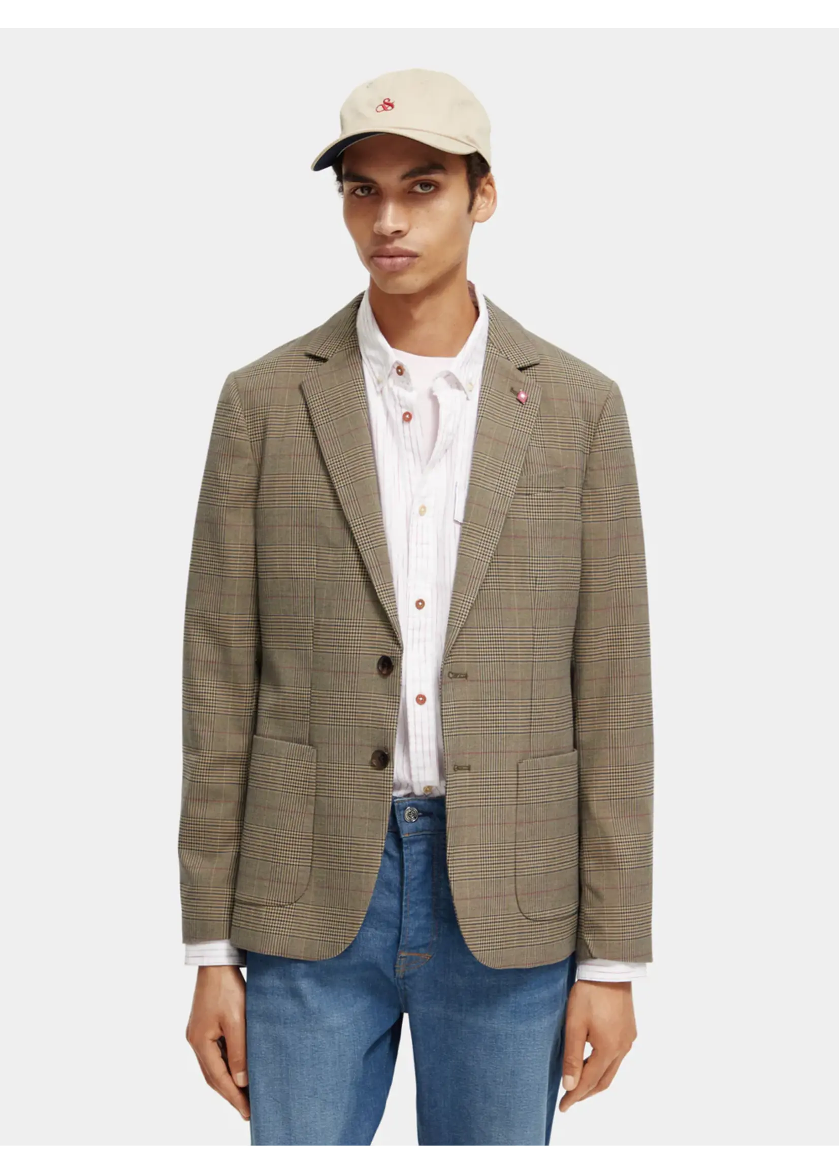 Scotch & Soda Single-breasted yarn-dyed checked blazer Taupe Check