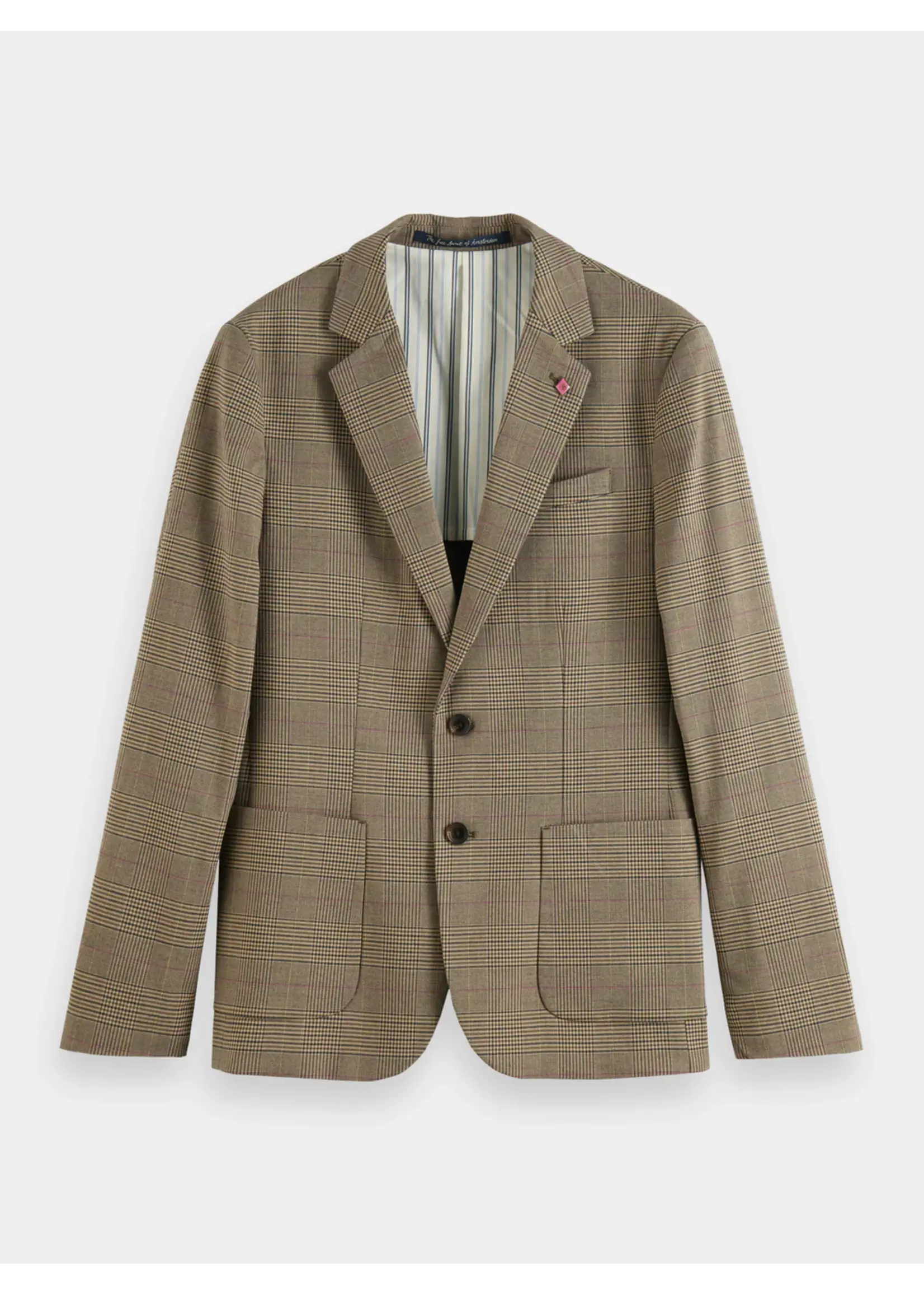 Scotch & Soda Single-breasted yarn-dyed checked blazer Taupe Check