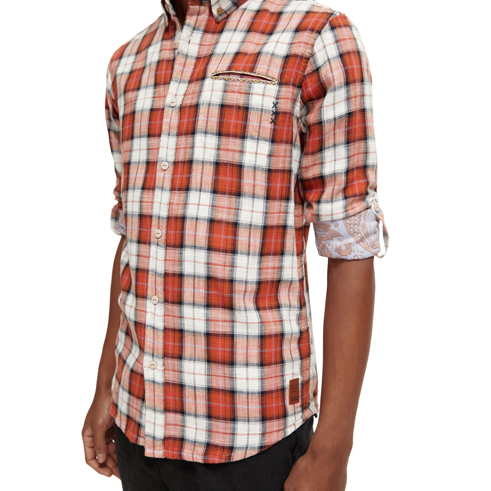 Scotch & Soda Flannel check shirt with sleeve