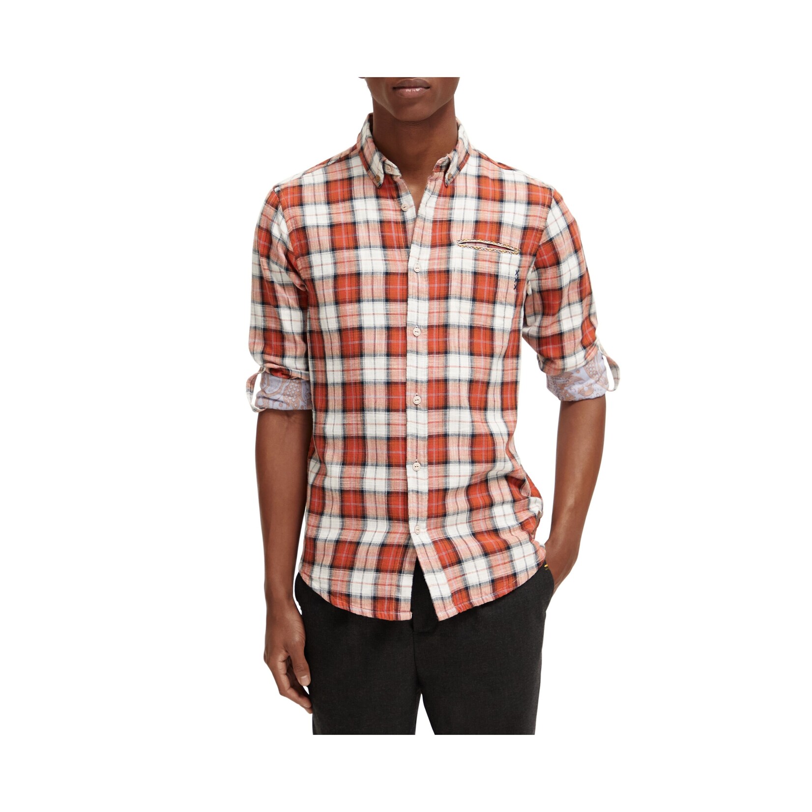 Scotch & Soda Flannel check shirt with sleeve