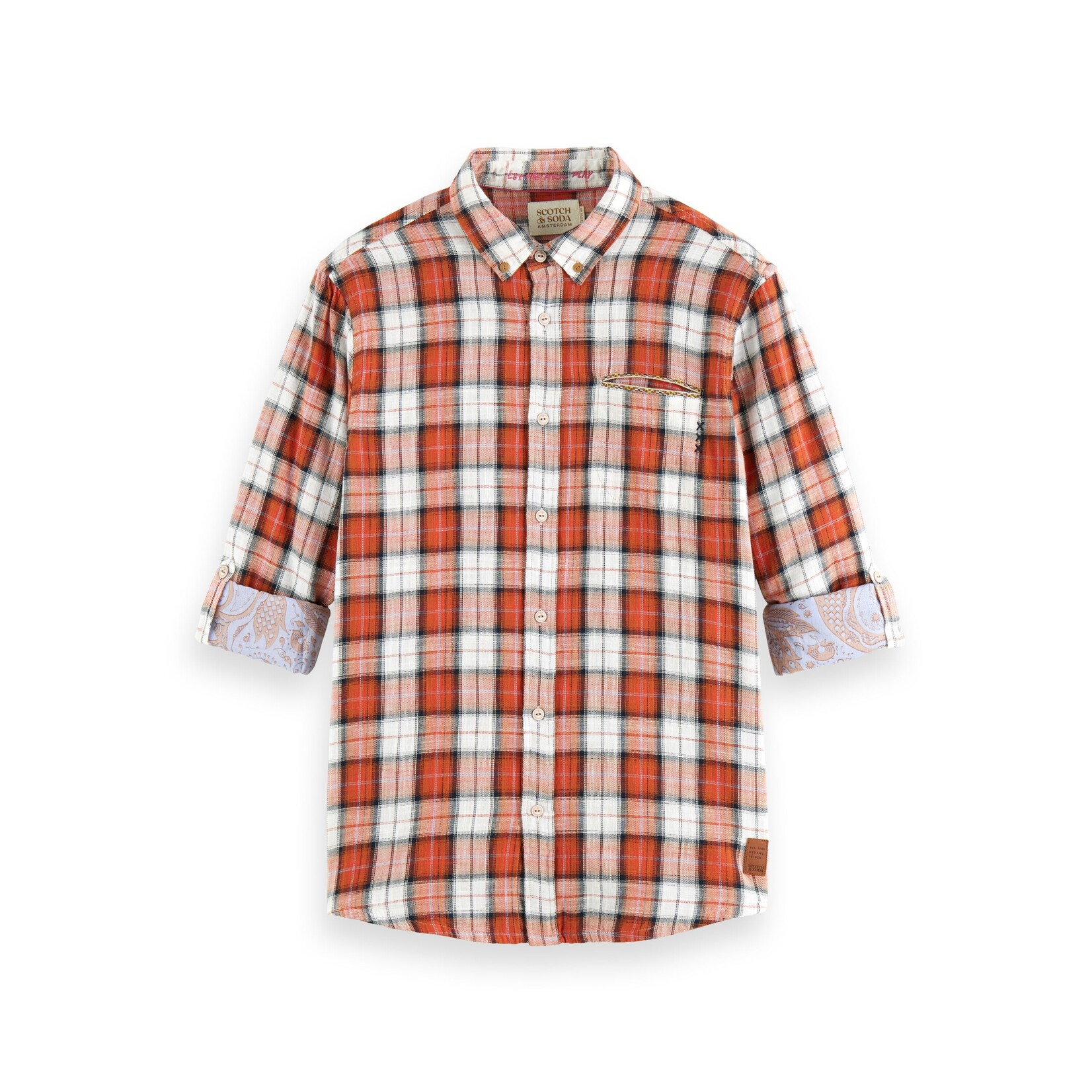Scotch & Soda Flannel check shirt with sleeve