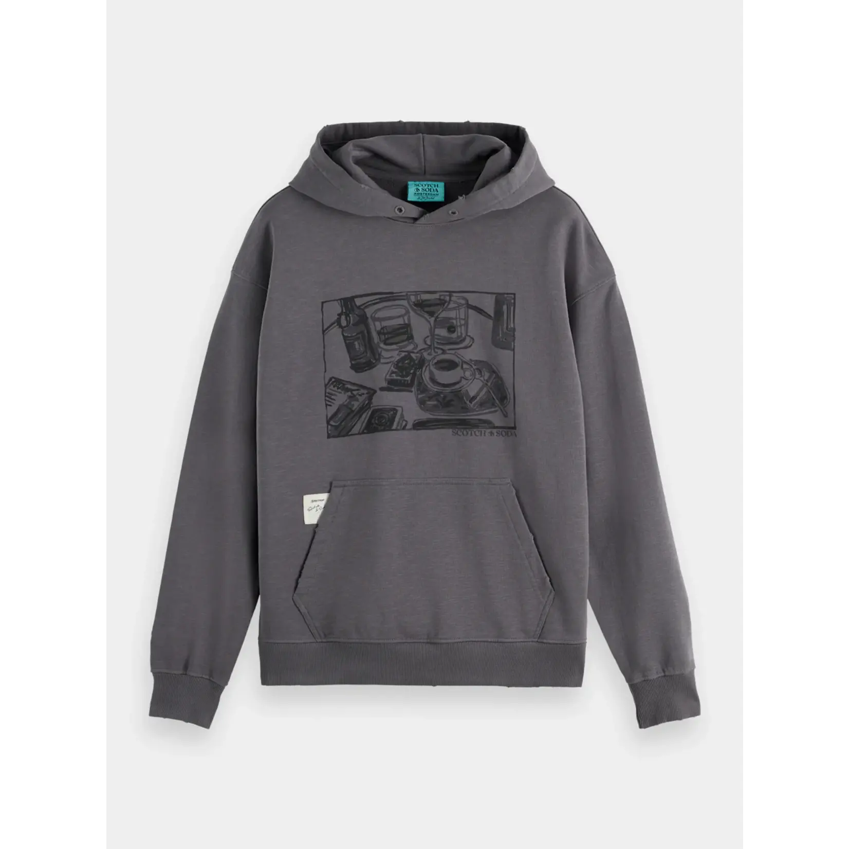 Scotch & Soda Scotch Soda x Joe Jonas washed artwork hoodie Asphalt