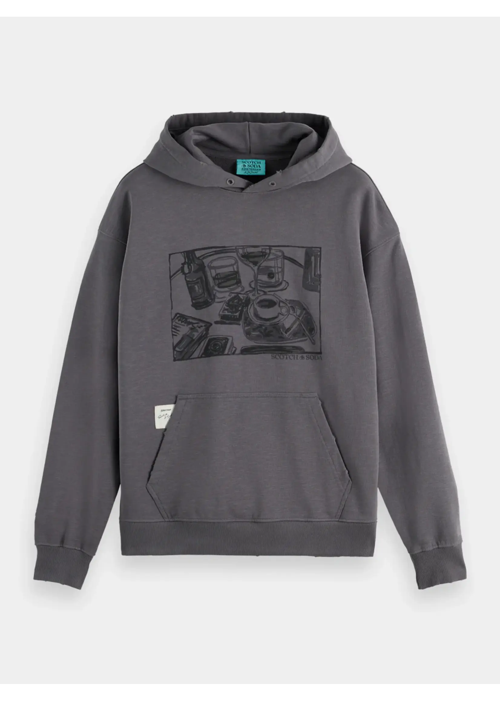Scotch & Soda Scotch Soda x Joe Jonas washed artwork hoodie Asphalt