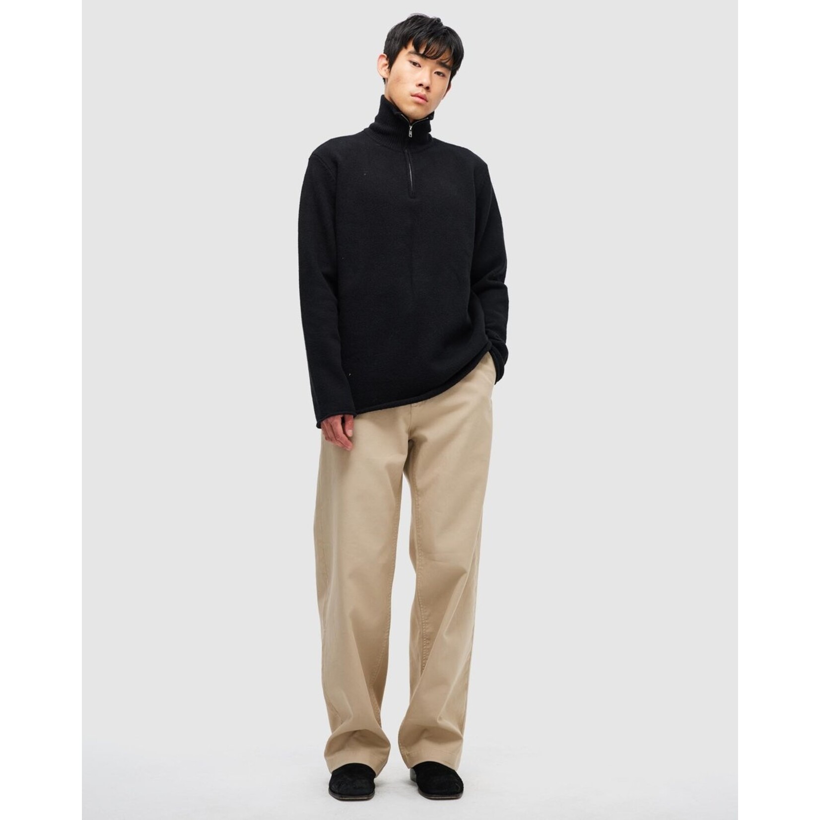 NEUW BRUSHED 3/4 ZIP KNIT Black