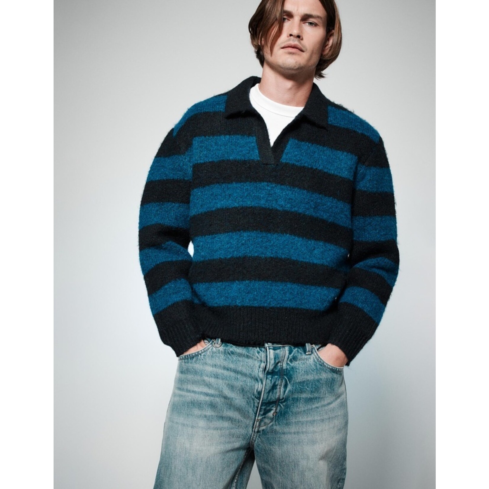 NEUW BRUSHED STRIPE RUGBY POLO
