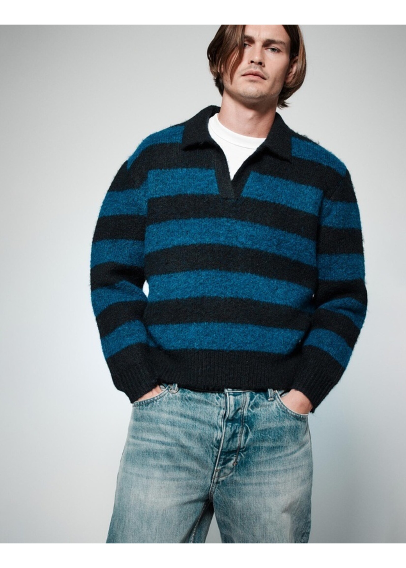 NEUW BRUSHED STRIPE RUGBY POLO