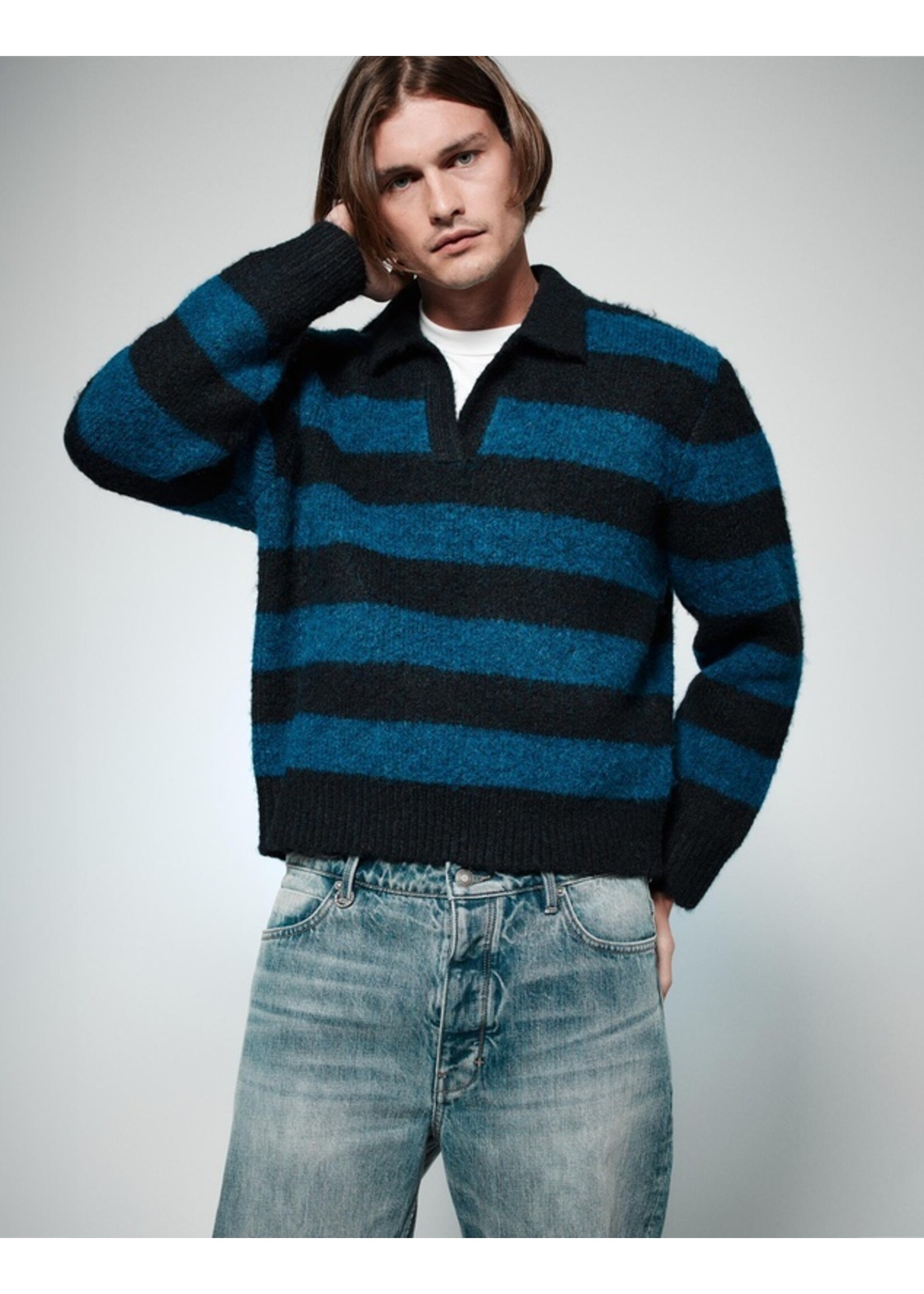 NEUW BRUSHED STRIPE RUGBY POLO