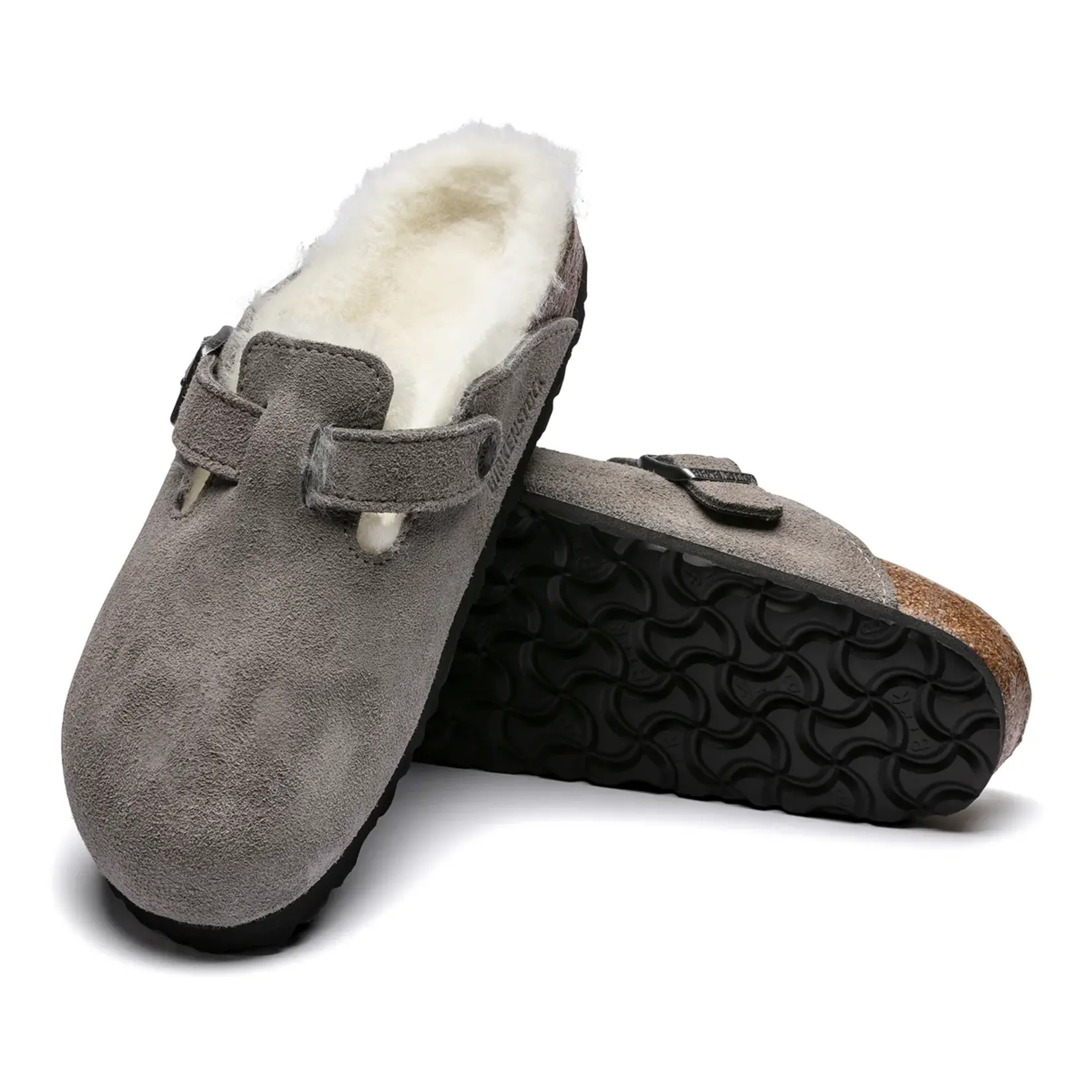 Birkenstock Boston Shearling Stone Coin Suede Leather/Shearling Regular