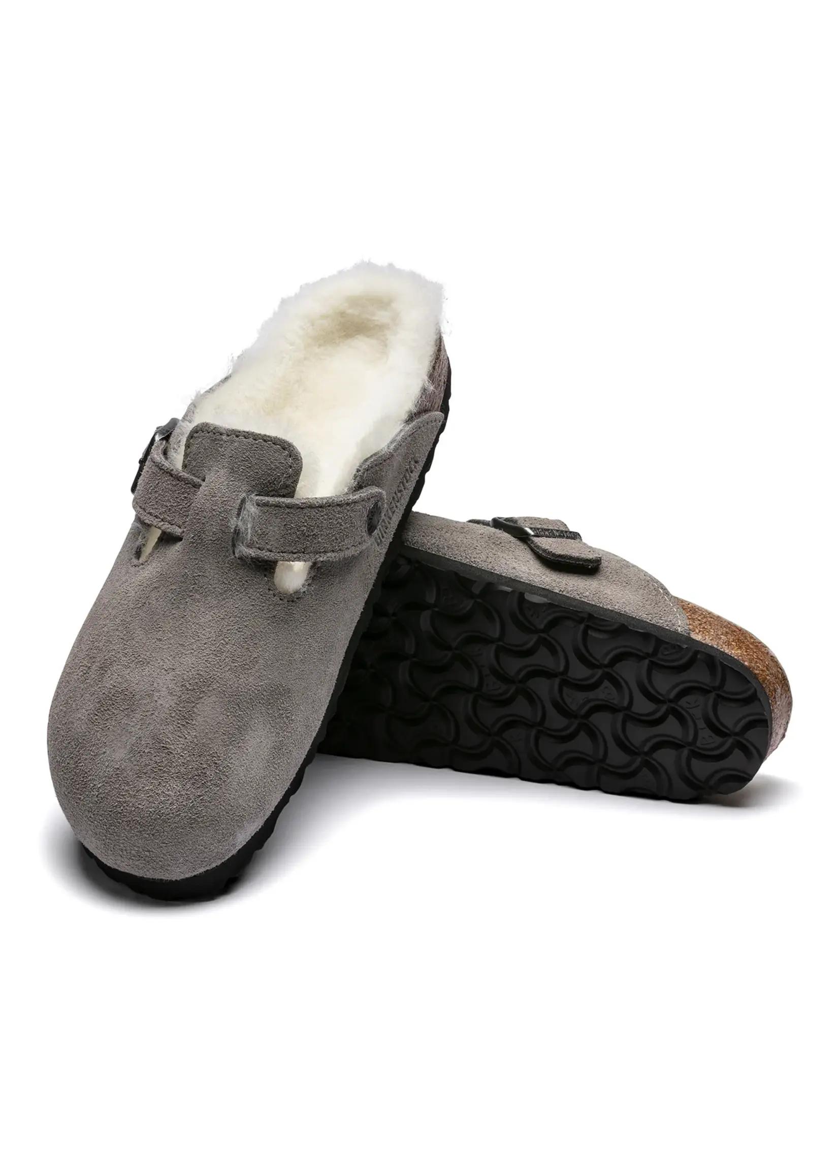 Birkenstock Boston Shearling Stone Coin Suede Leather/Shearling Regular