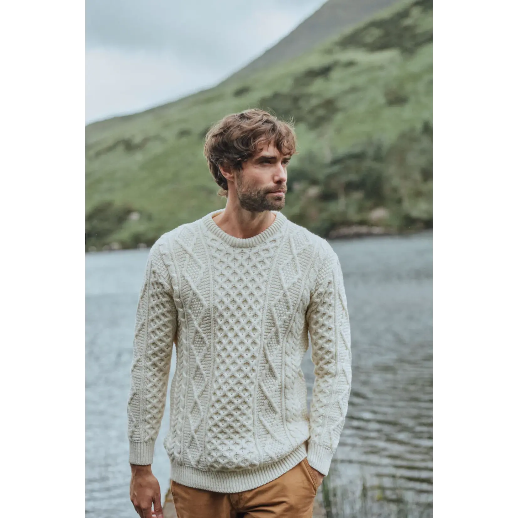 Eireann Mens Traditional Aran Supersoft sweater - Cream