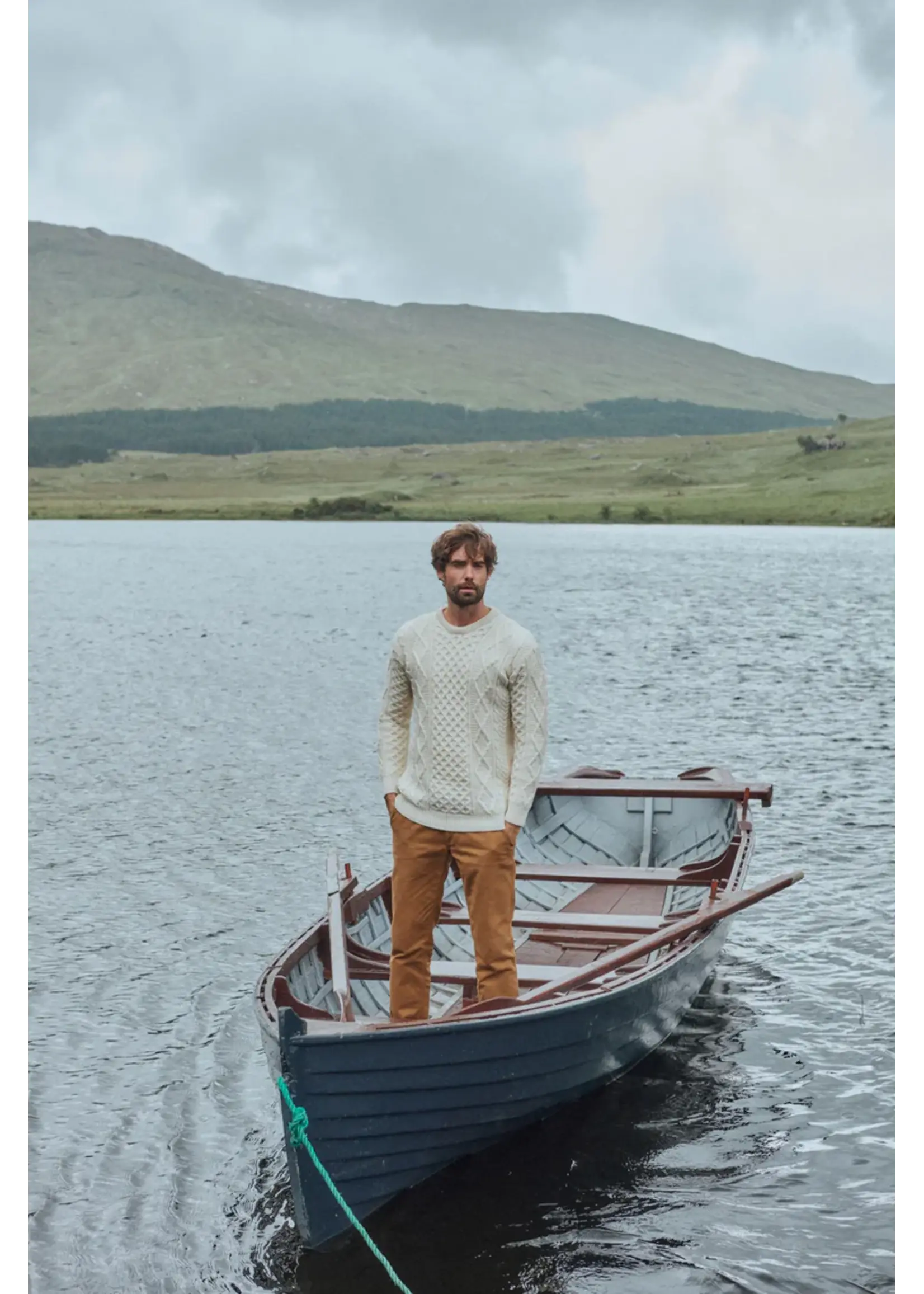 Eireann Mens Traditional Aran Supersoft sweater - Cream