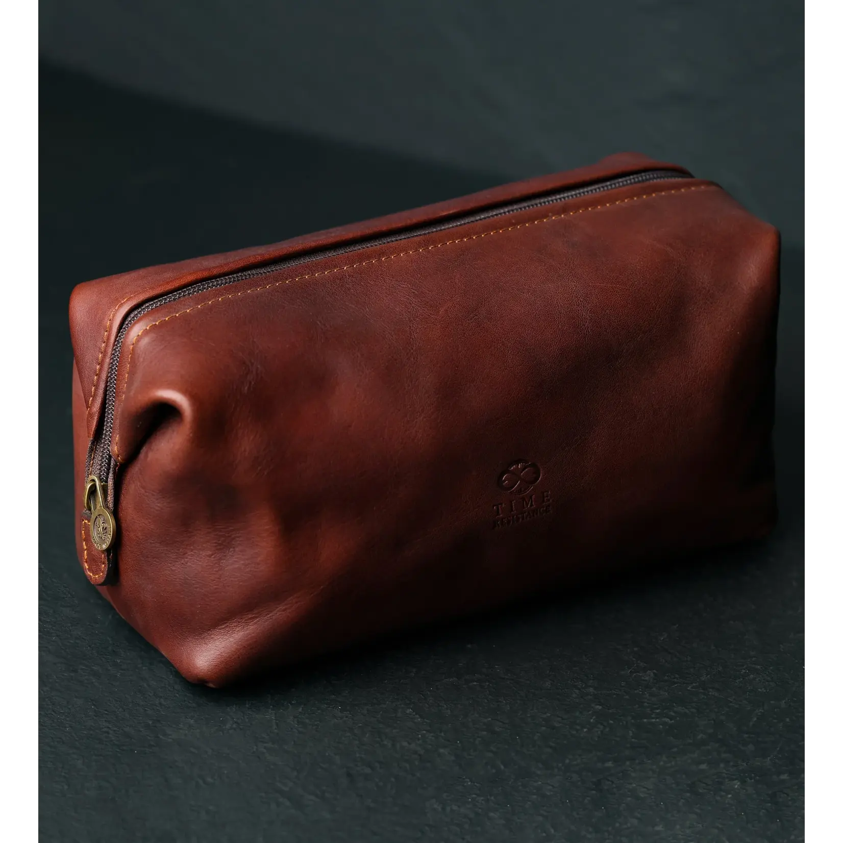 Time Resistance Leather Toiletry Bag - Four Past Midnight