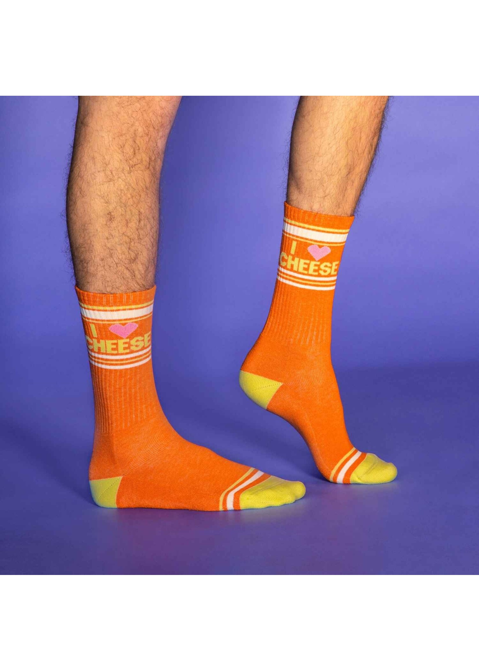 Gumball Poodle I ❤️ Cheese Gym Crew Socks - Foodie Gift