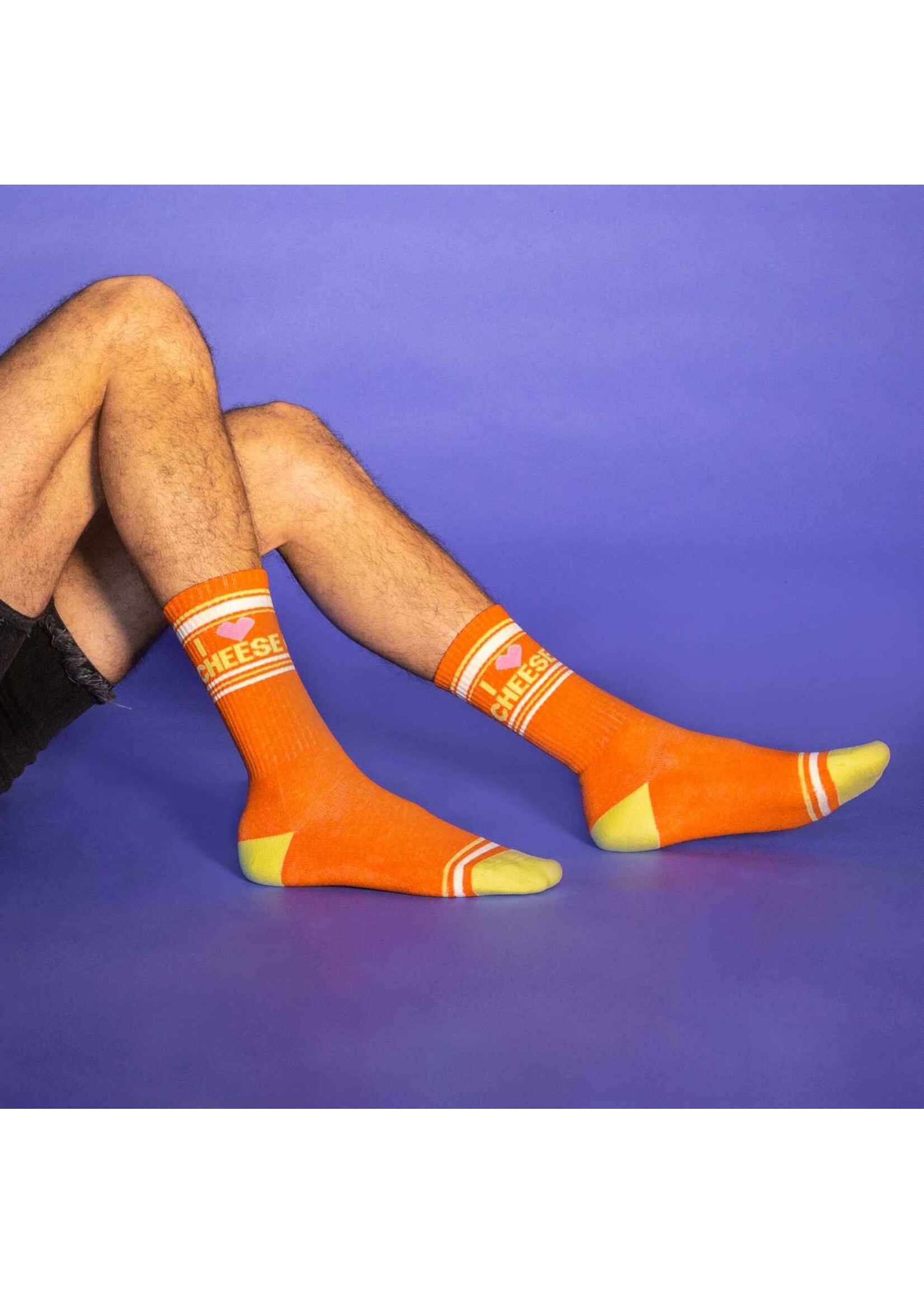 Gumball Poodle I ❤️ Cheese Gym Crew Socks - Foodie Gift