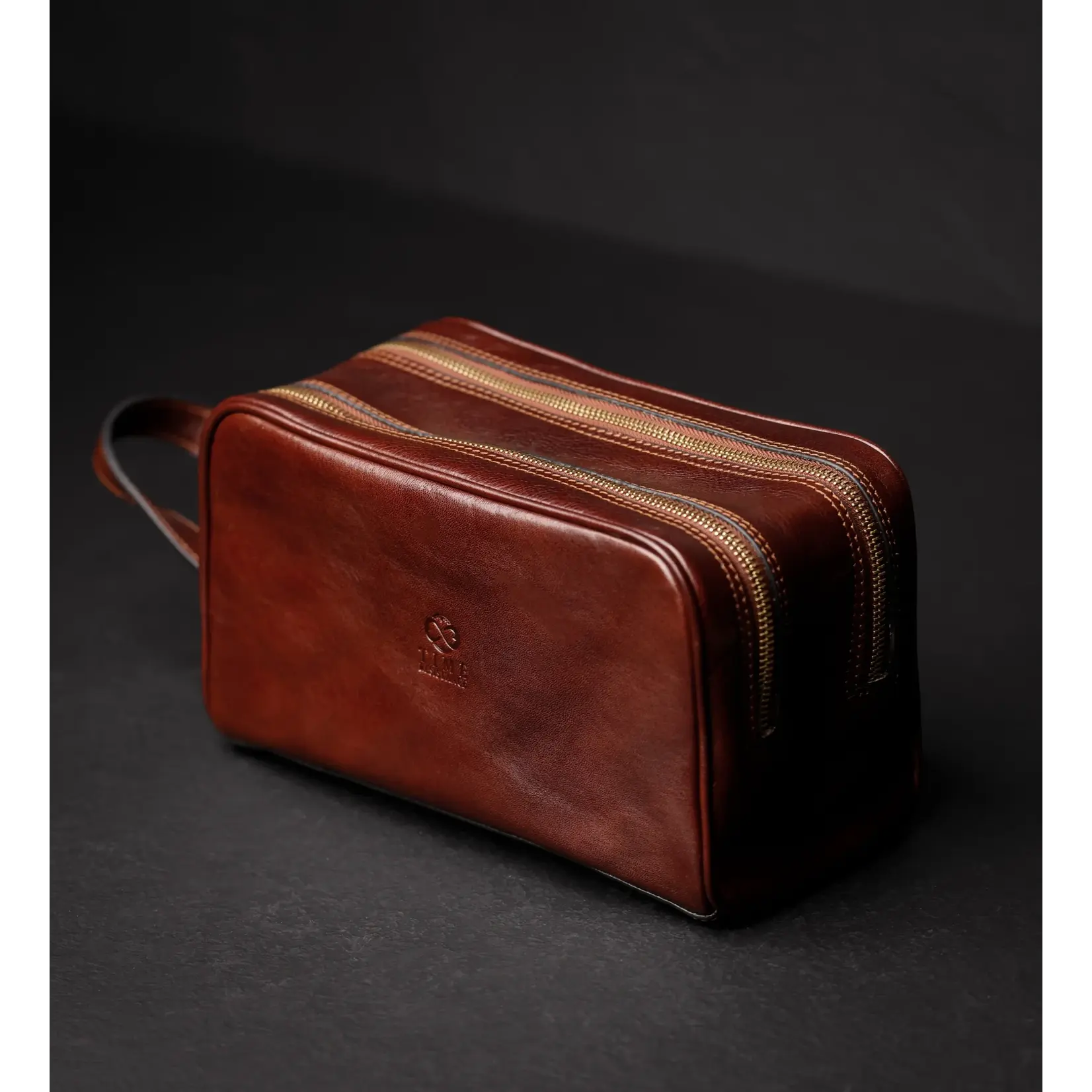 Time Resistance Leather Cosmetic Bag Dopp Kit - All the Kings Men- Blue