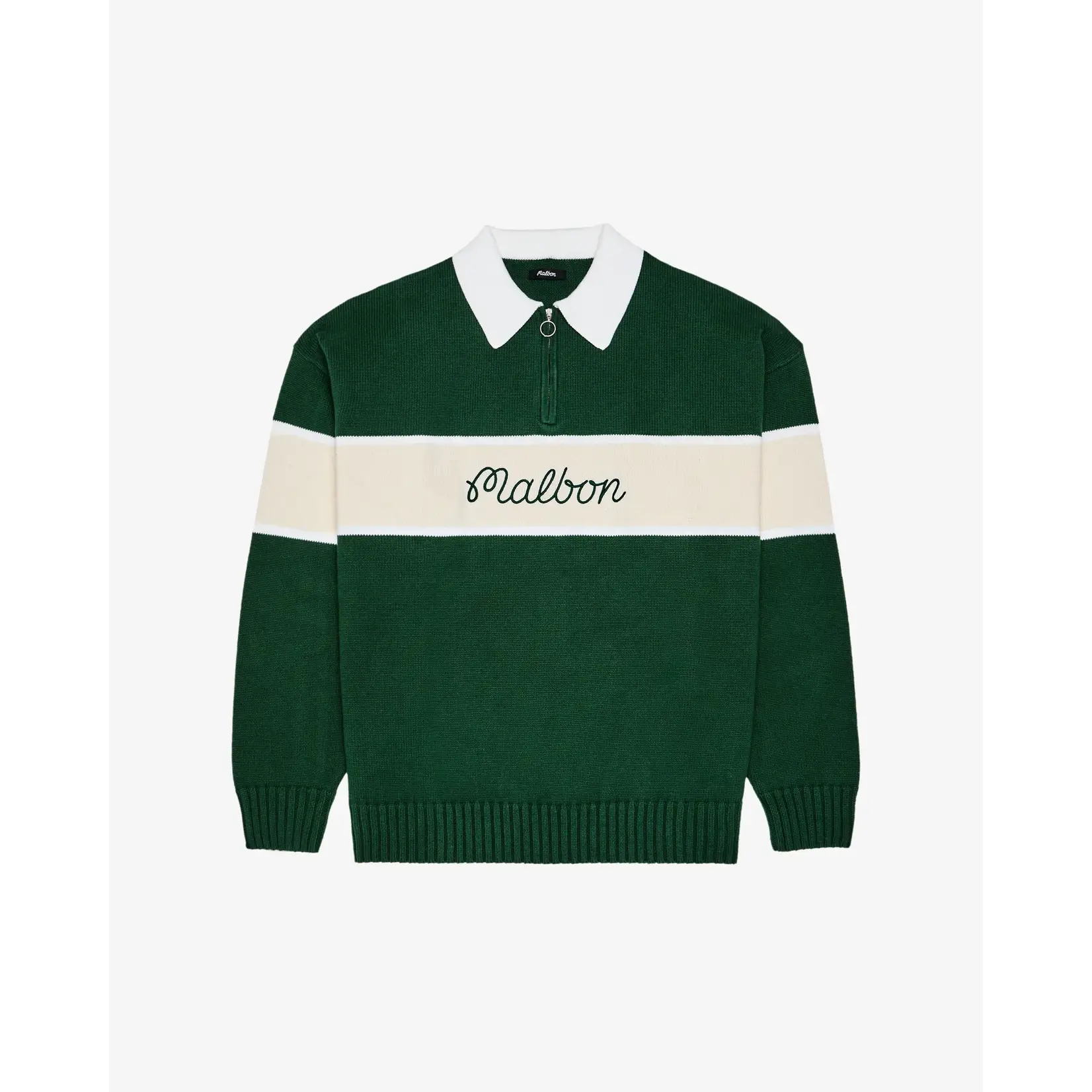 Malbon BENNETT KNIT POLO SWEATER - FOREST