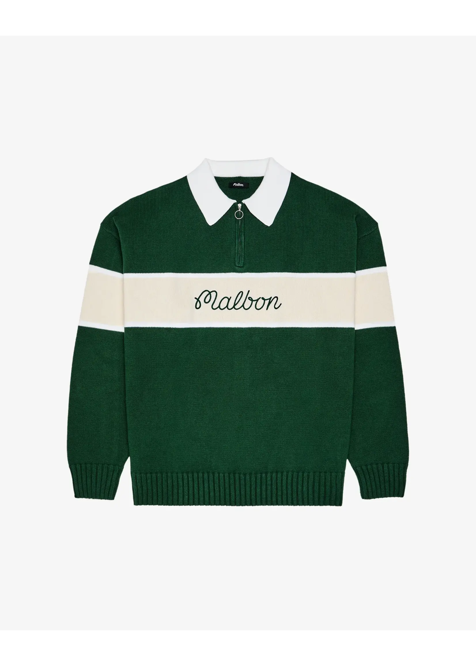 Malbon BENNETT KNIT POLO SWEATER - FOREST