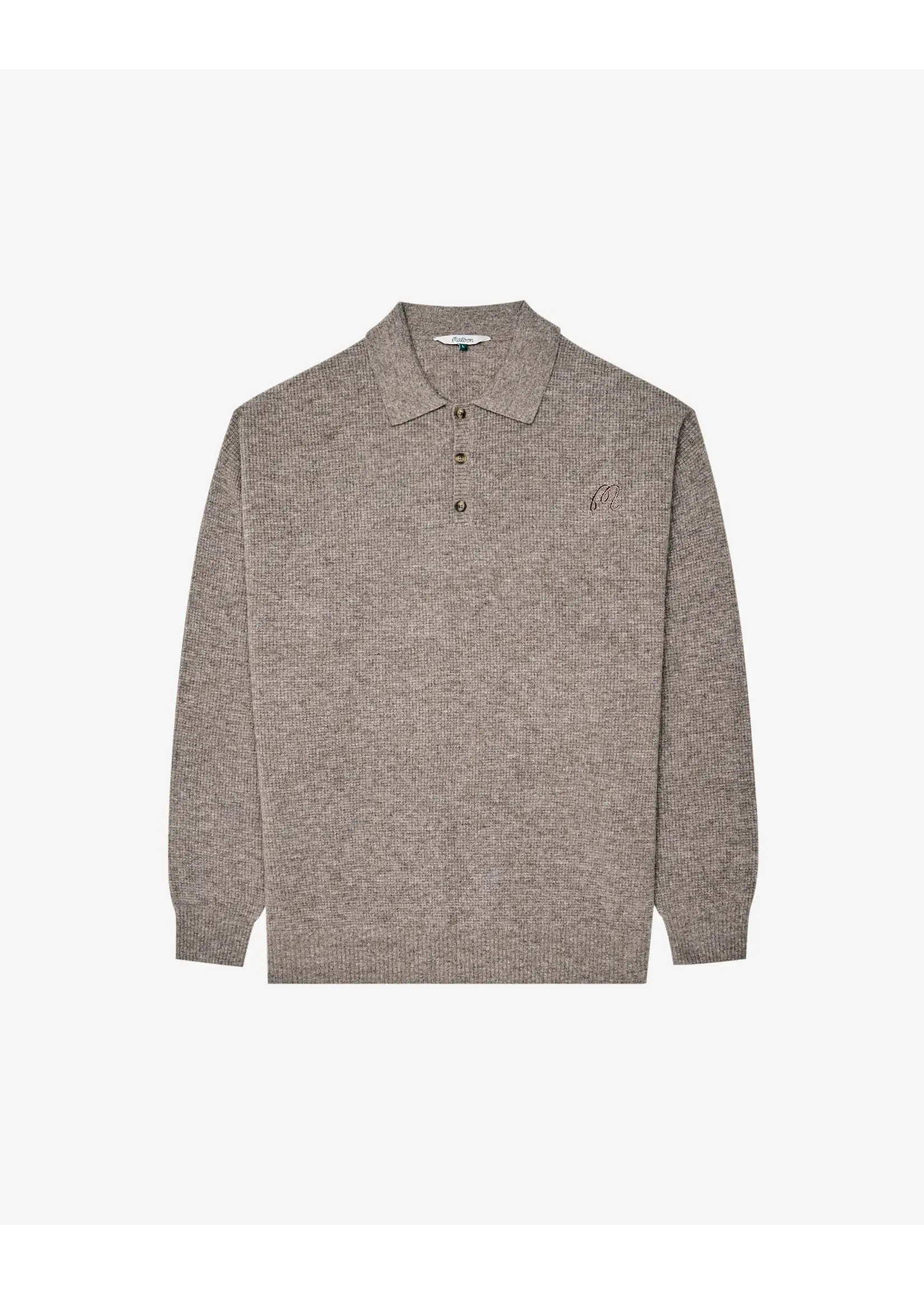 Malbon Golf GAUGE WAFFLE KNIT POLO - TAUPE - Size: S